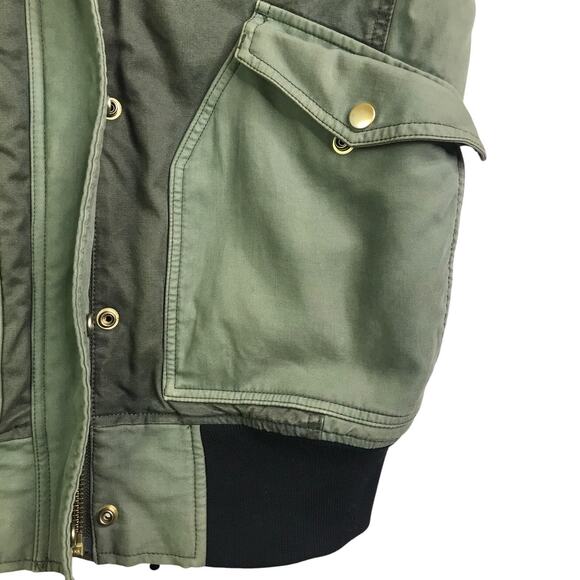 J.Crew Pocketed Vest Womens Sz Small Olive Green. Snap + Zip Collared Black Trim - Picture 5 of 6